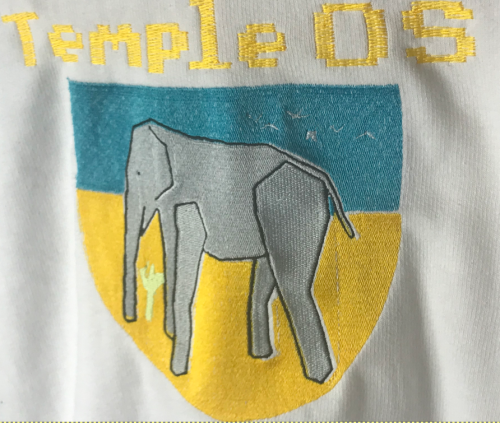 TempleOS Realistic Elephant hoodie, embroidered apparel